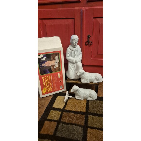 New Vintage Grand Venture Shepherd With Lambs Blow Molds Lighted Granite Look - Picture 1 of 6